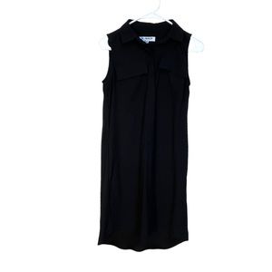 Of Mercer Little Black Dress Sheath Sleeveless Size Xs 1/4 Button Collared